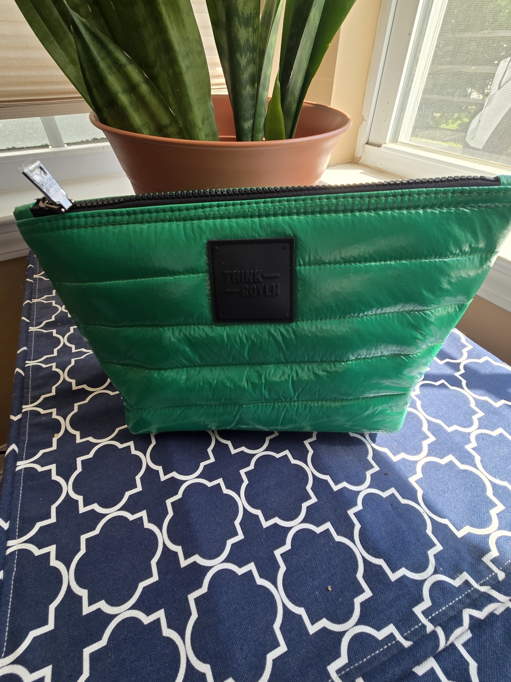 THINK ROYLN Emerald Green Quilted Cosmetic Pouch